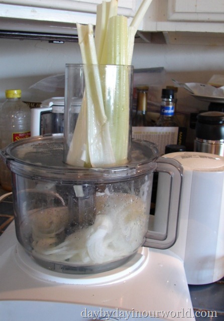 Using Bosch Slicer Shredder to Dice Celery