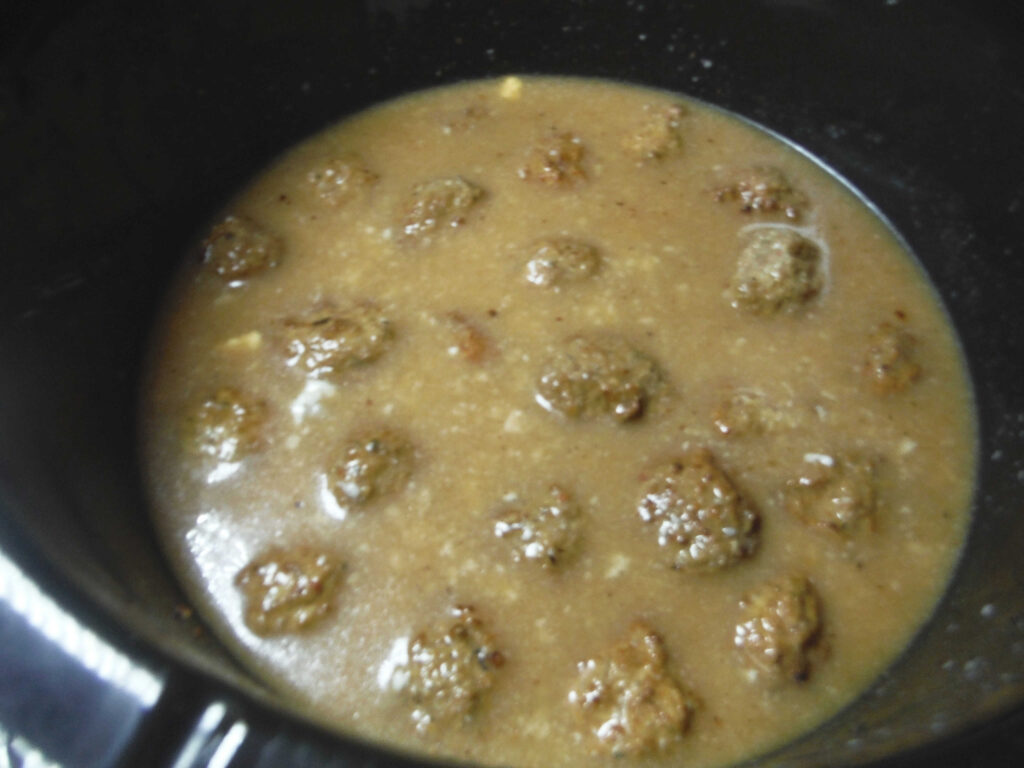 Ingredients (except sour cream) put into the crock-pot for cooking.