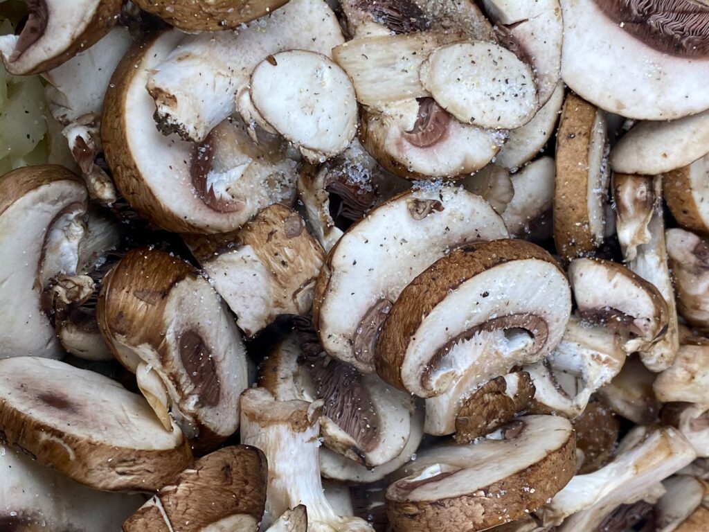 Sliced Portobello Mushrooms Ready for Cream of Mushroom Soup