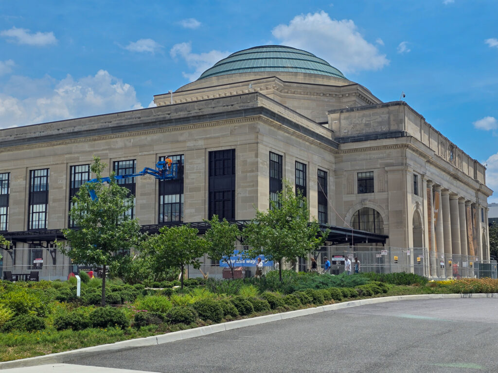 Exterior of the historic Science Museum of Virginia building in Richmond, with its large domed roof and classical stone architecture.